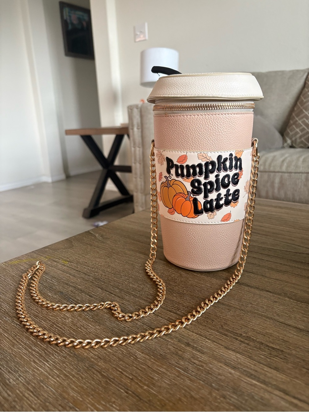 Skinnydip Pumpkin Spice Latte Coffee Cup Crossbody Novelty Purse Fall Bag